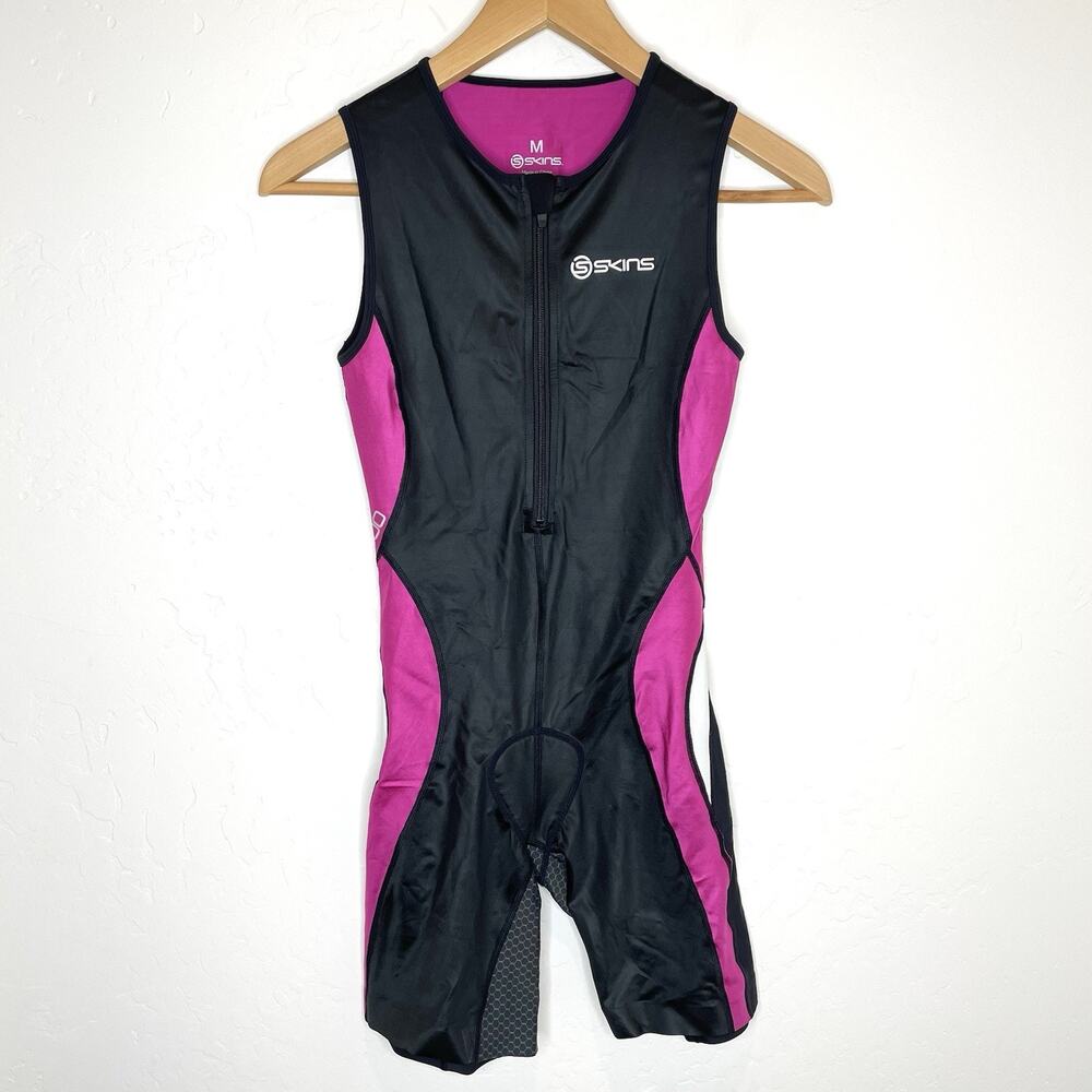Skins Tri400 Tri Suit Womens Medium Magenta Pink Black Triathlon
